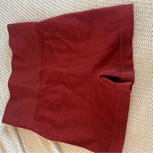 Women's Ribbed Red Shorts